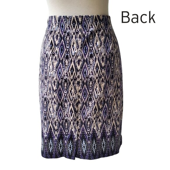 J Jill Blue Skirt Cotton / Modal knit with Multi Print Size M - Picture 2 of 14